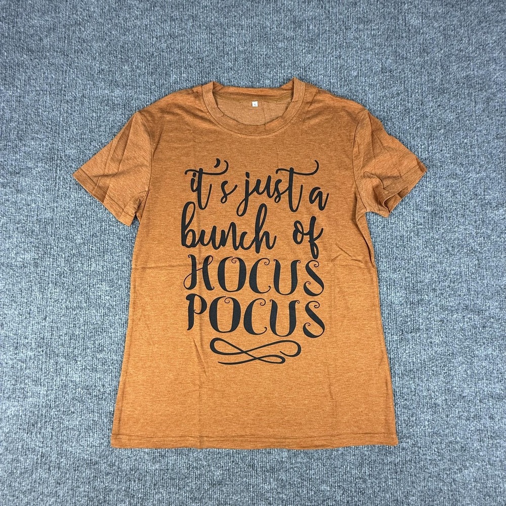 Hocus Pocus Shirt Womens Small Orange It's Just A Bunch Of Graphic Tee Halloween